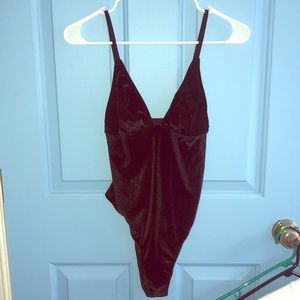 Black velvet bodysuit
